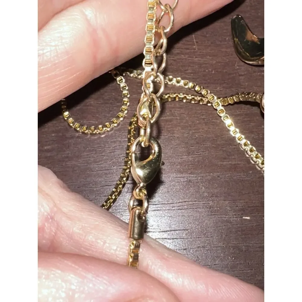 vtg BETSEY JOHNSON Turtle pendant Locket necklace Gold Tone Rhinestones